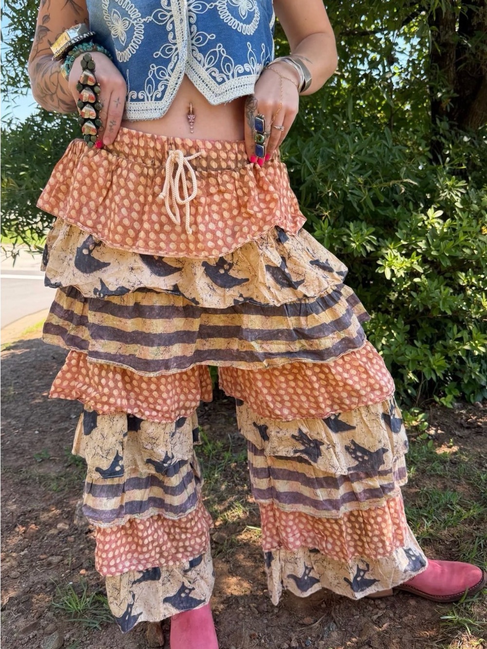 Rare Bird Sold Out Ruffle FLY AWAY PANT O/S
